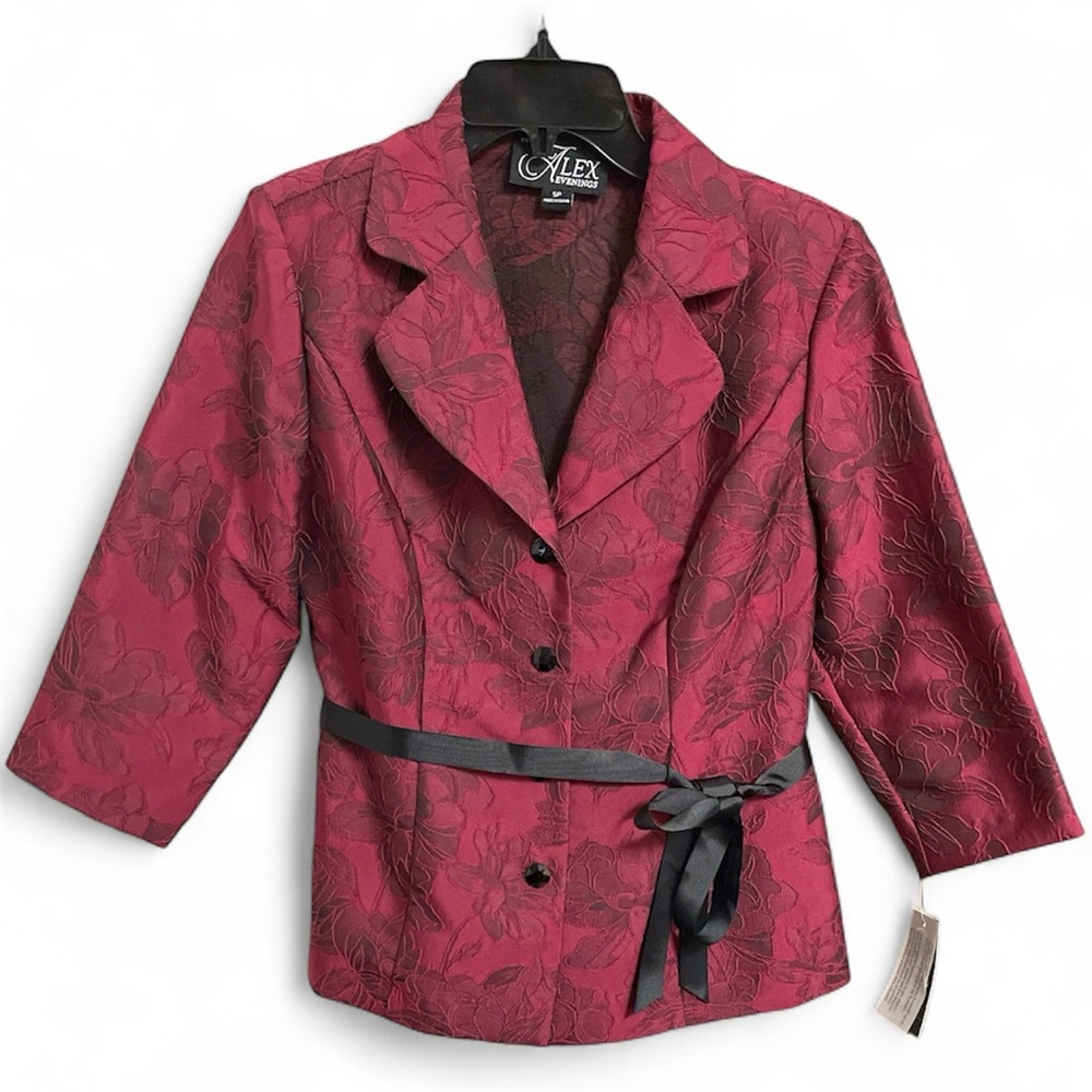 Alex Evenings Burgundy Jacquard Blazer/Jacket – Size S – NWT - Picture 6 of 13